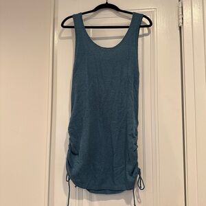 Blue Knit Coverup with Side Drawstrings